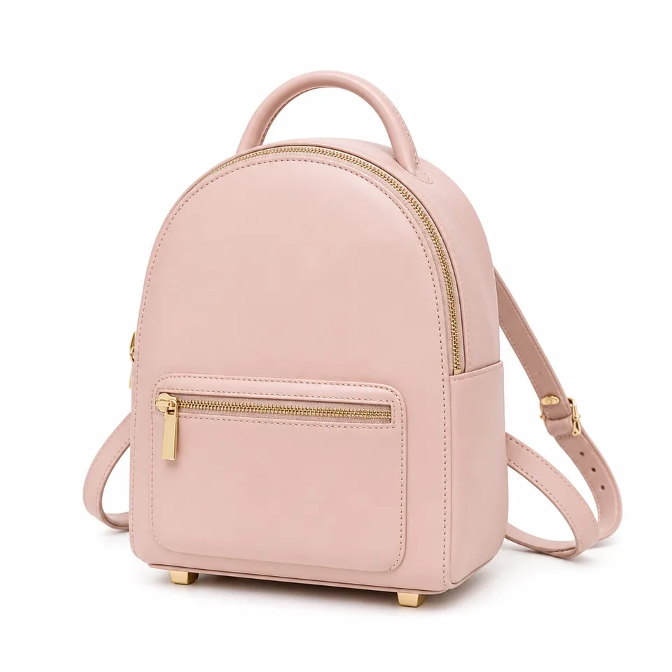 Blush pink mini PU leather backpack