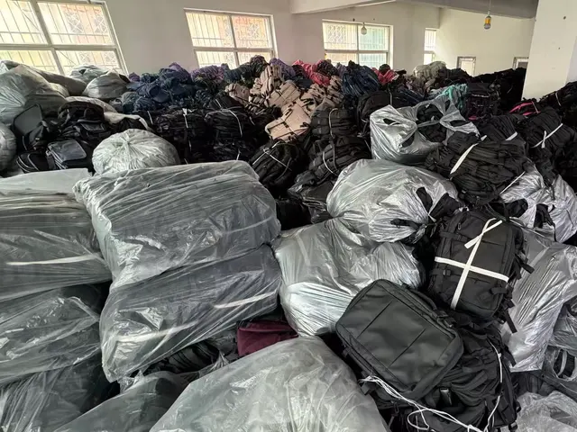 Individually packed finished backpacks