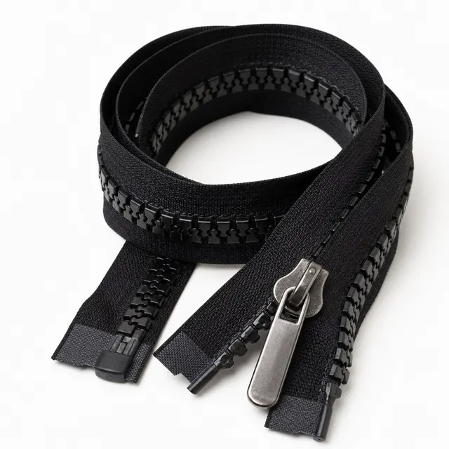 Molded plastic Vislon type zipper for luggage