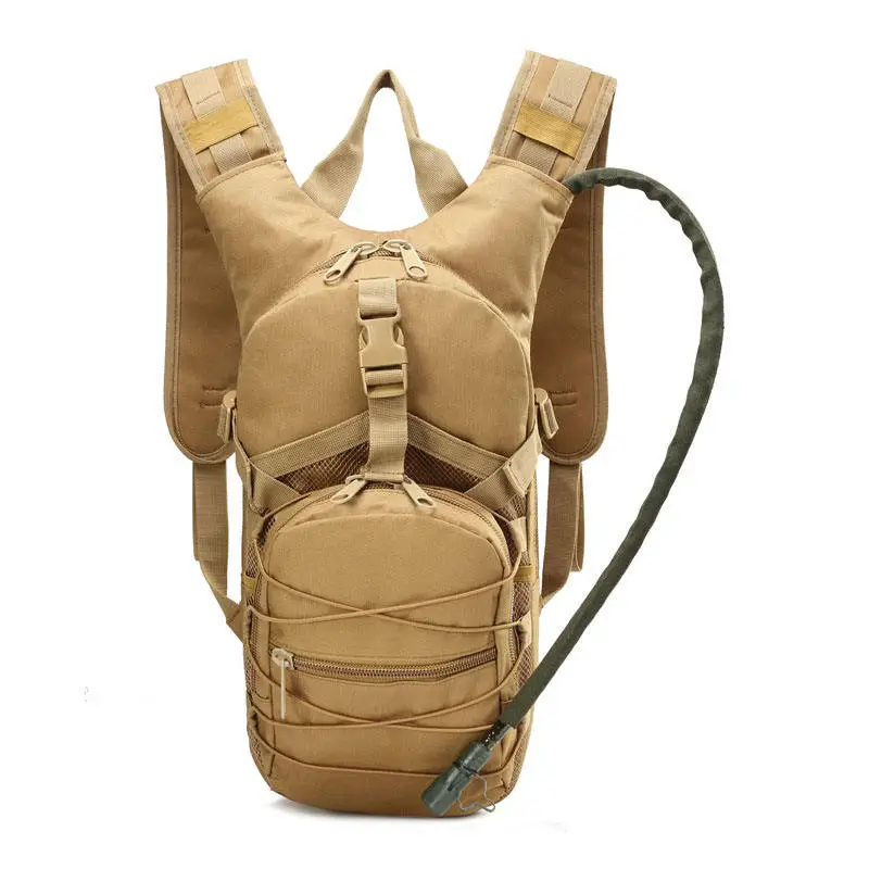 Slim cycling backpack with helmet holder