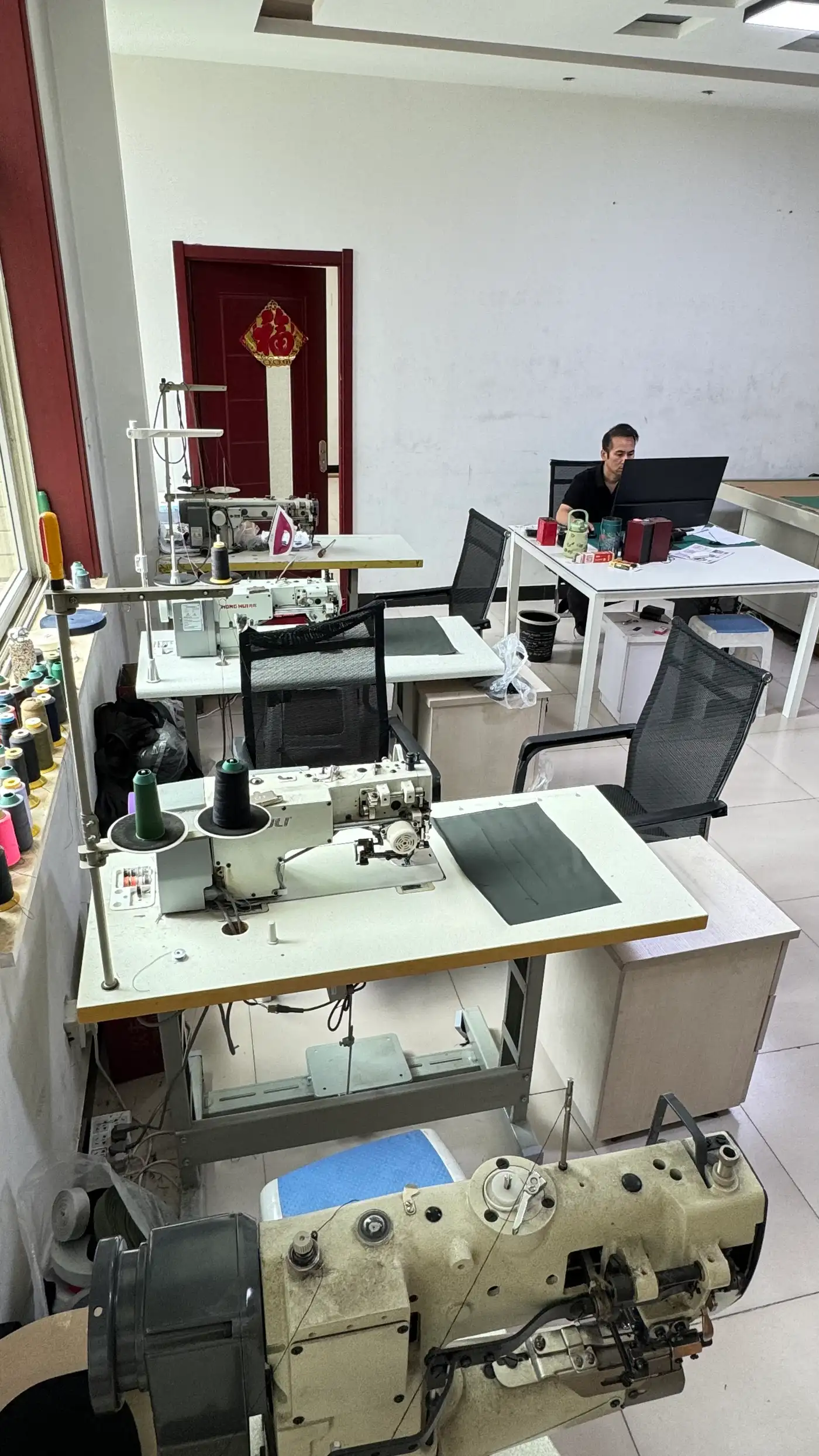 Sample sewing station in the Senszx pattern room where the first prototype is built from the tech pack